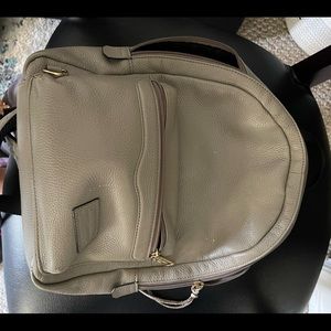 Rebecca Minkoff Medium Zip Leather Backpac Taupe color